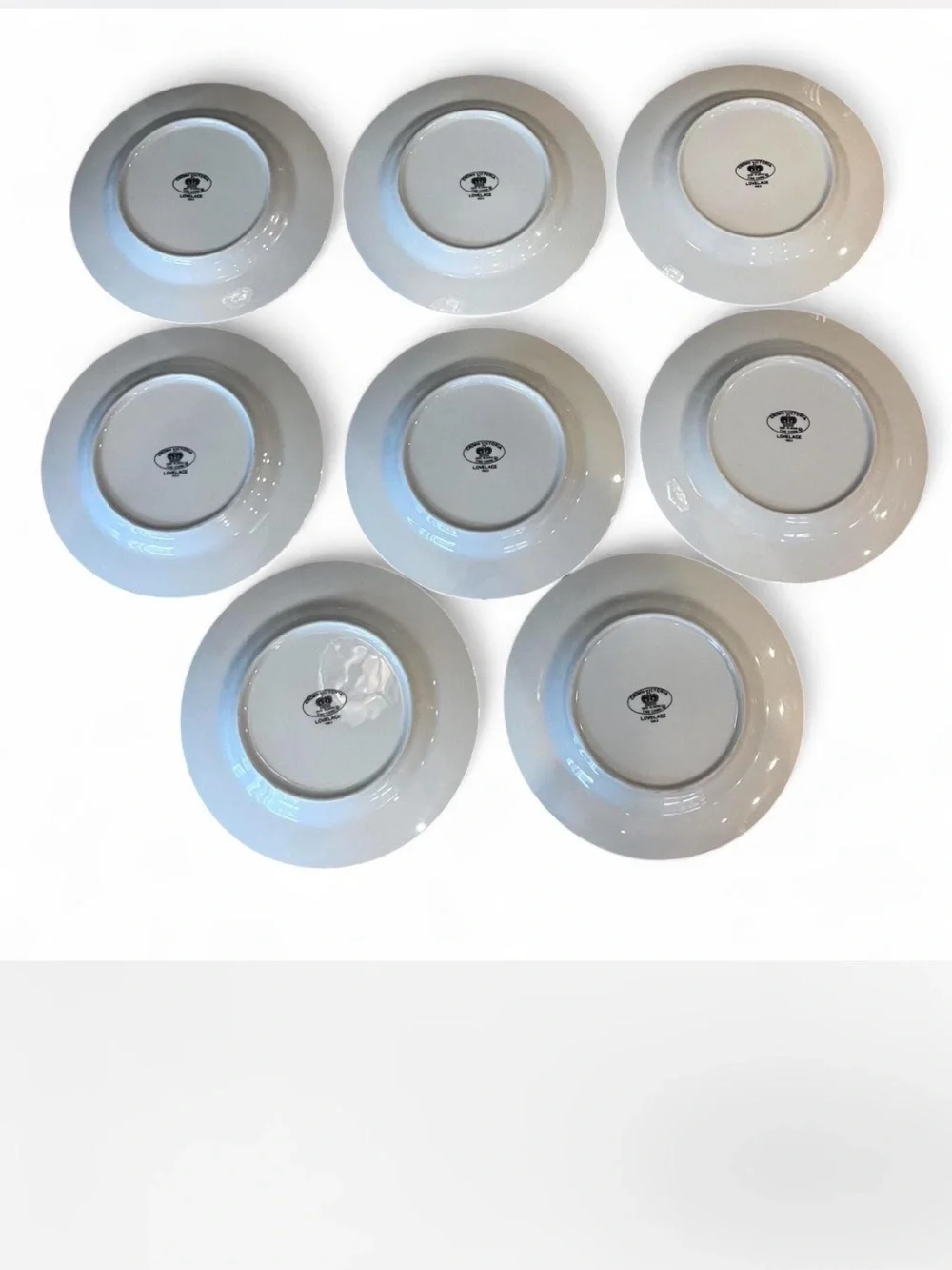 Vintage white Crown Victoria Love Lace bread Plates with Silver Rim - Set of 8